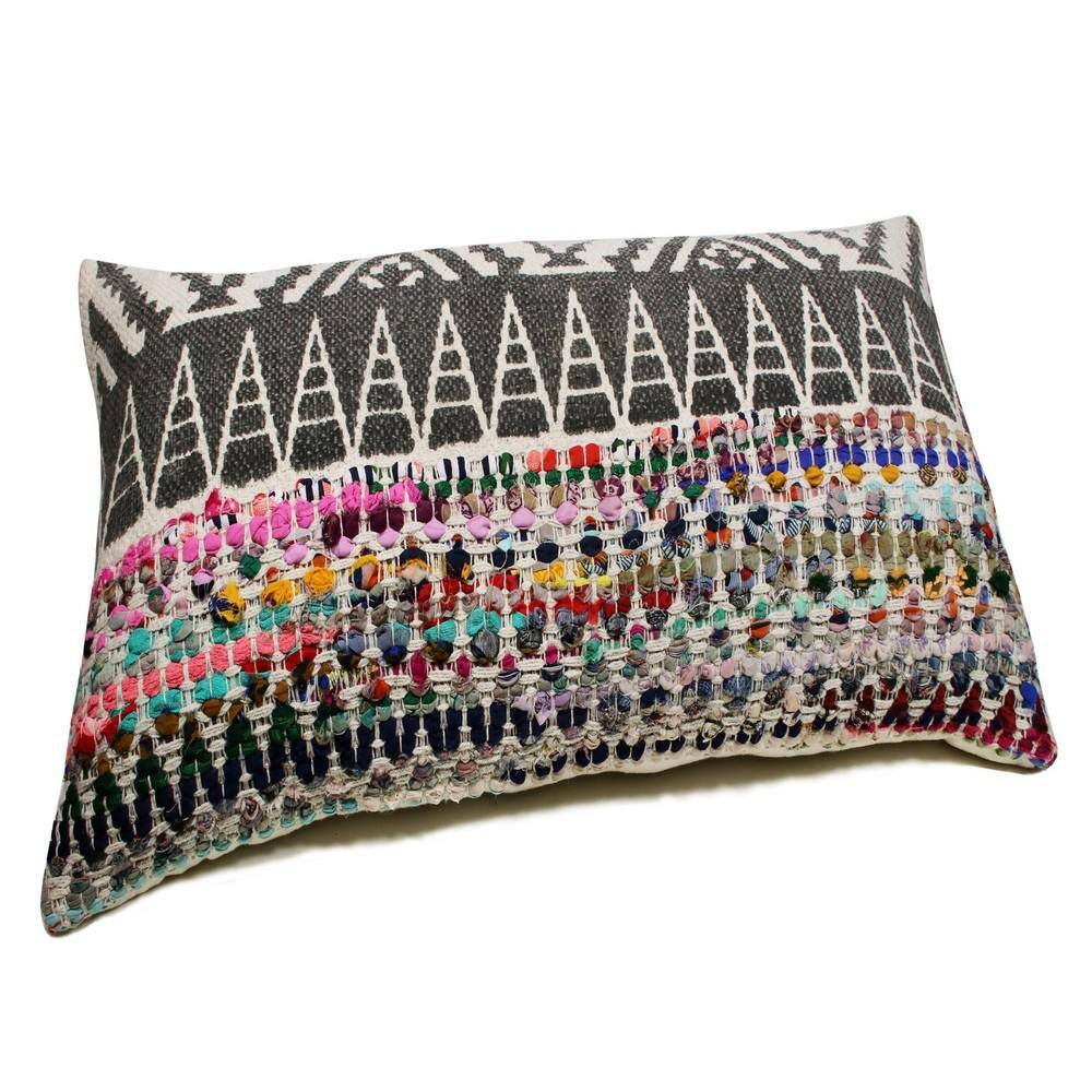LR Home Nomad 14" x 36" Rainbow Chevron Cotton Blend Adult Decorative Throw Pillow