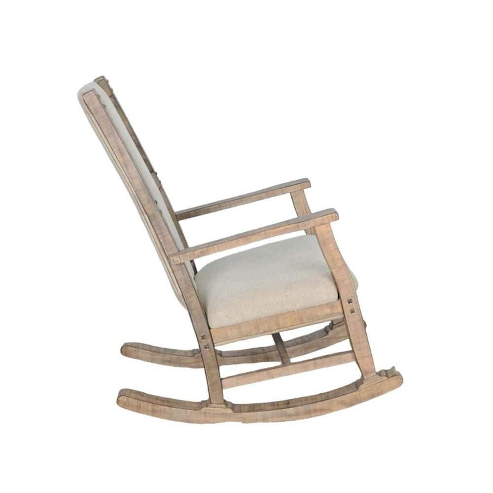 Rena Distressed Light Brown Mahogany Rocking Chair with Cushion