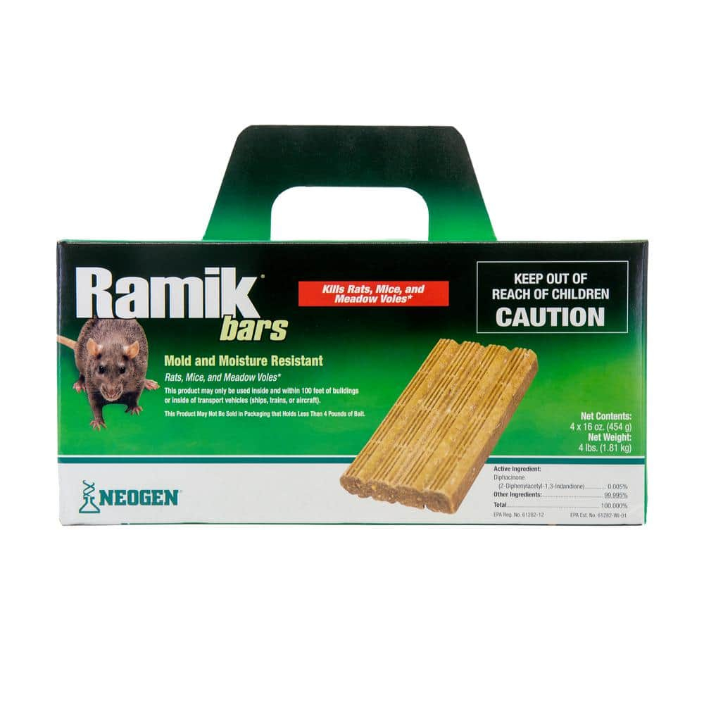 Neogen Ramik Fish Flavored Weather Resistant Rodenticide Bars, 4 x 16 oz Bars (4lb)