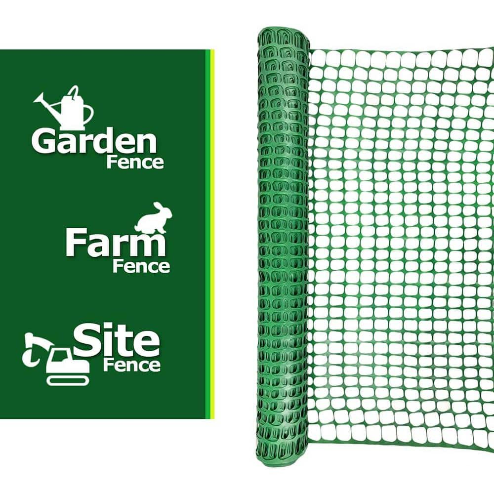 4 ft. x 200 ft., Plastic Mesh Fence 1 Green Roll Barrier Netting, Garden Fencing, 4 ft. Tall and 200 ft. L