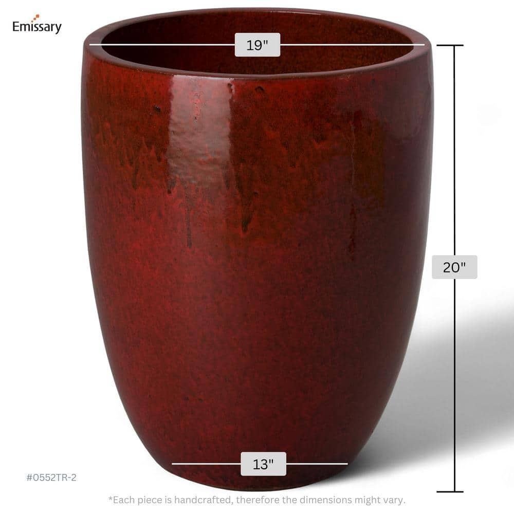 Handcrafted Glossy Red Ceramic Indoor/Outdoor Planter