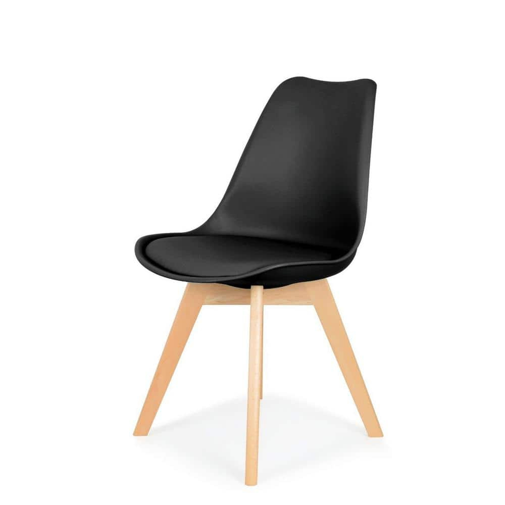 Best Master Mirage Modern Solid Wood Dining Side Chair in Black (Set of 2)