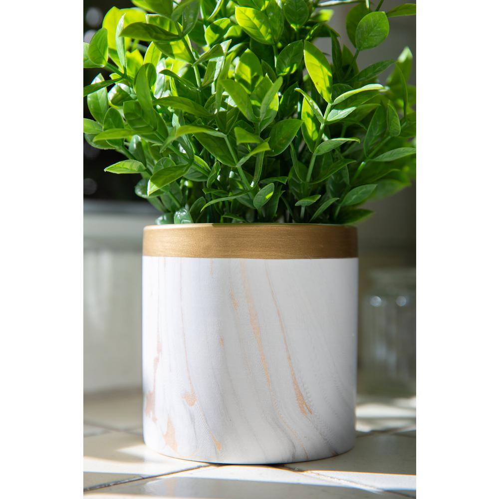Flora Bunda CS5172E-GD Tea leaf in GD Marble 4.5' Ceramic Pot