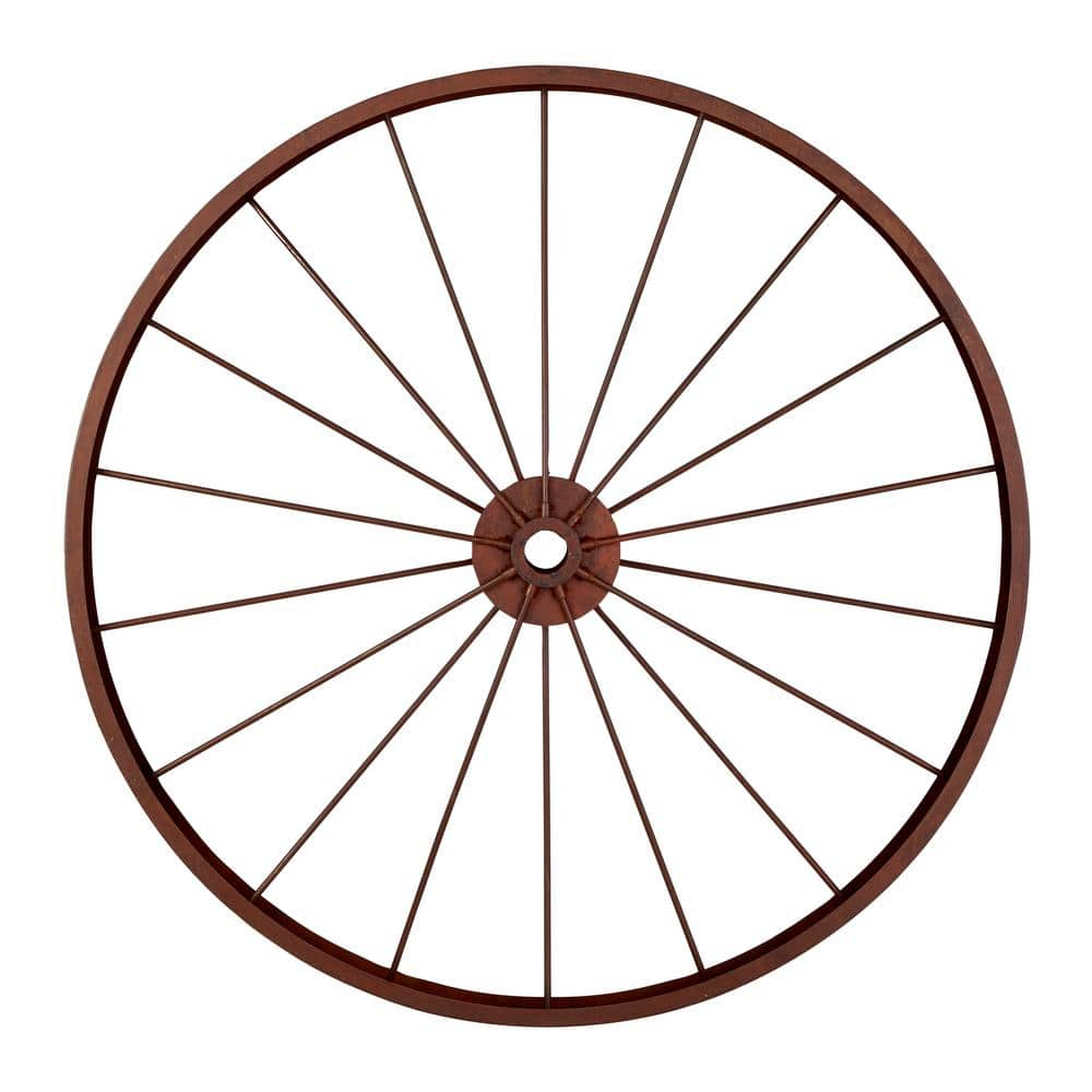 Decmode Large Red Metal Wheel Wall Decor, 43"