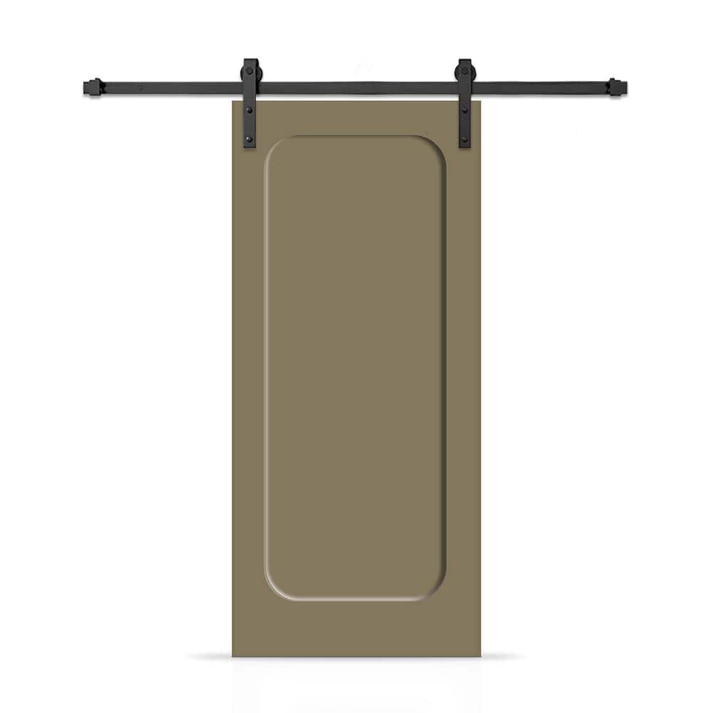 Calhome Curved 1 Panel Shaker Painted Composite Modern Interior Sliding Barn Door with Hardware Kit