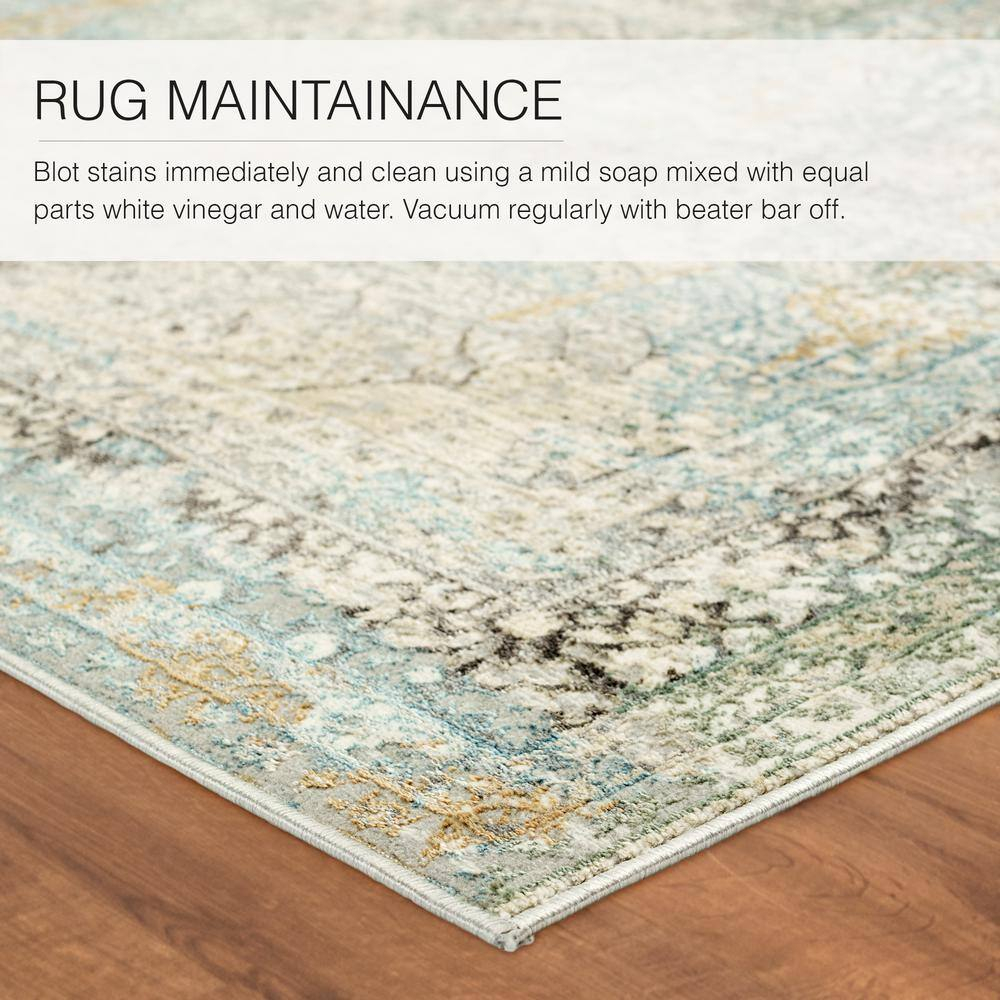 Thayer Green/Light Gray 7 ft. 10 in. x 10 ft. Medallion Rectangle Area Rug