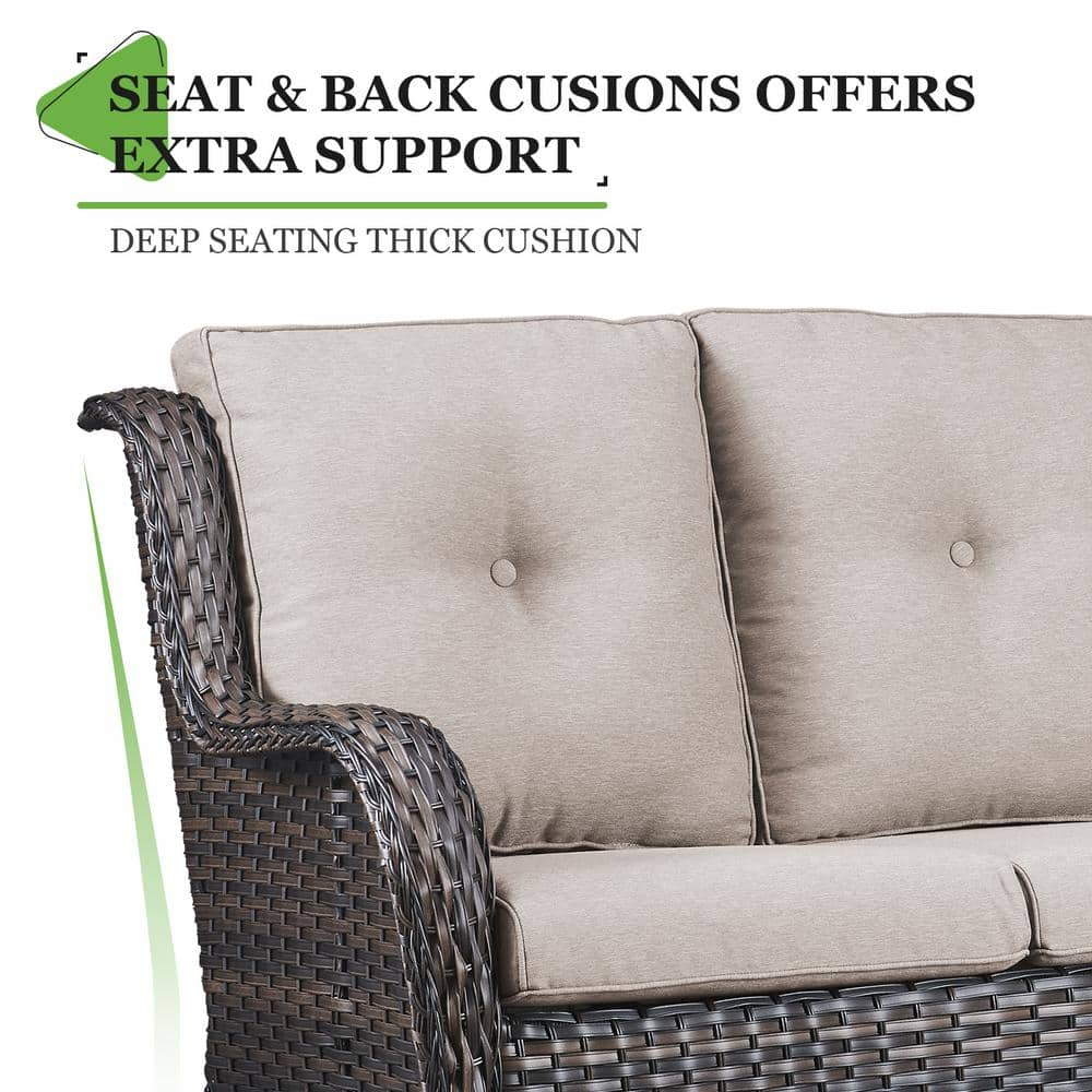 Pocassy  Outdoor Wicker Glider Swivel Club Chairs (Set of 2) Brown/Grey