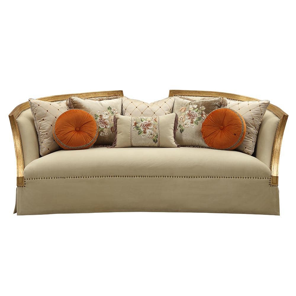ACME Daesha Sofa in Antique Gold Wood Trim