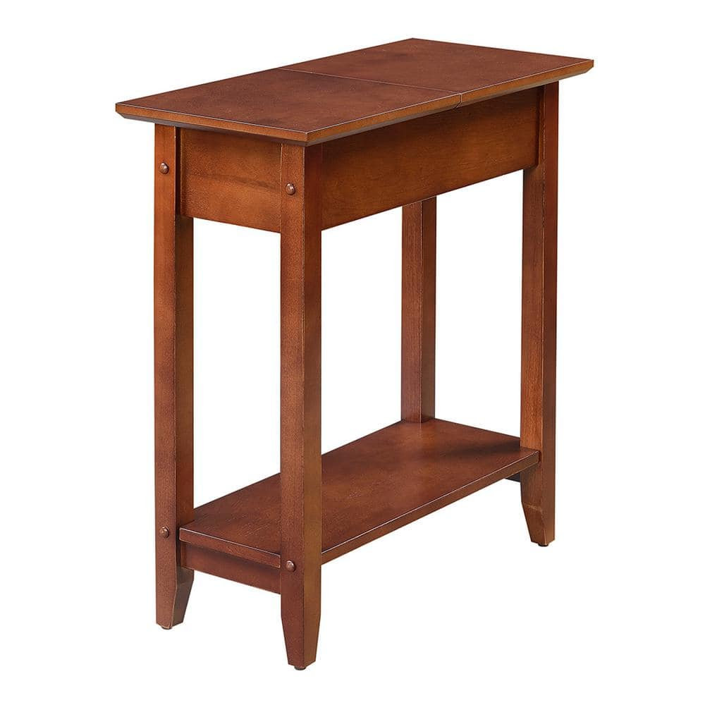 Convenience Concepts American Heritage Flip Top End Table with Shelf, Mahogany