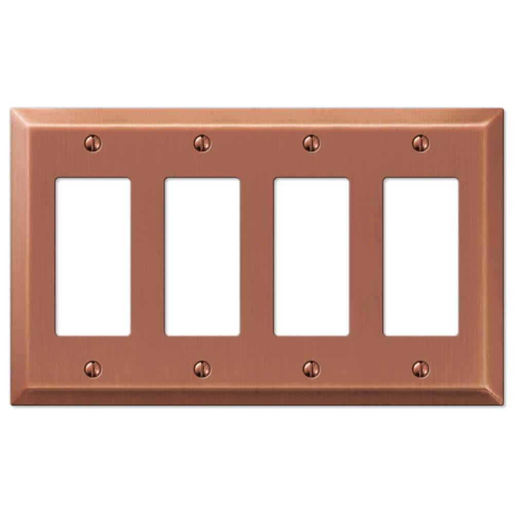 Antique Copper Quadruple Rocker Steel Wall Plate