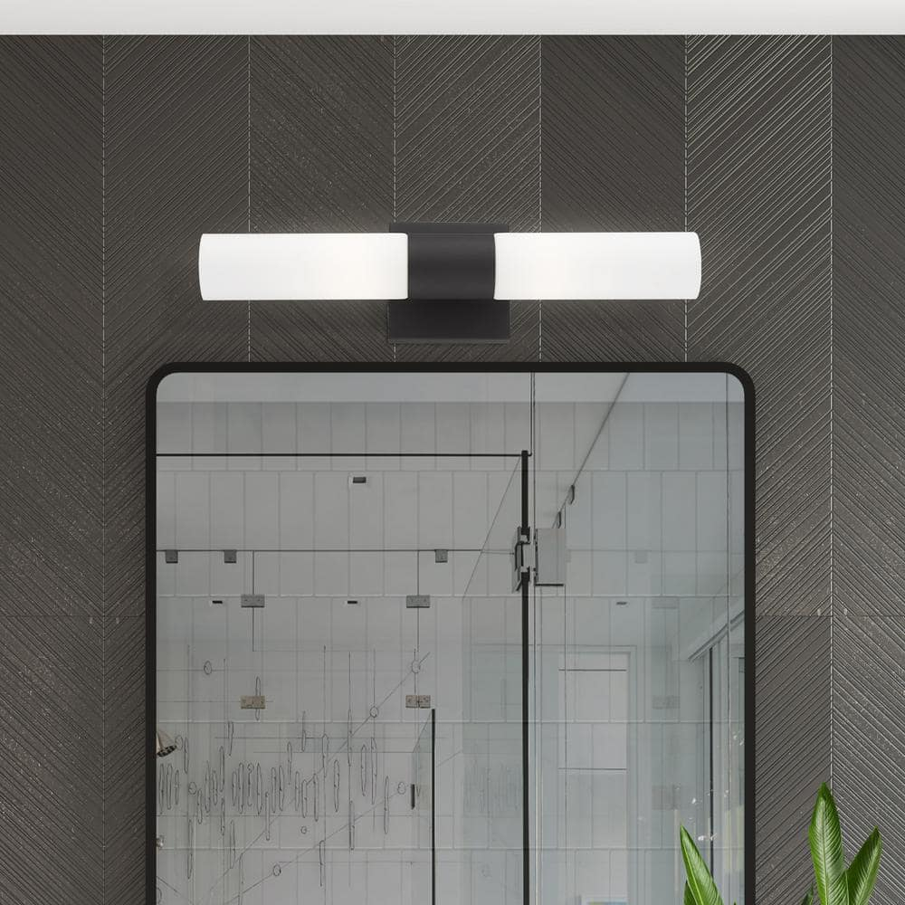 Livex Lighting Aero 2-Light Twist Lock Metal ADA Vanity Sconce in Textured Black