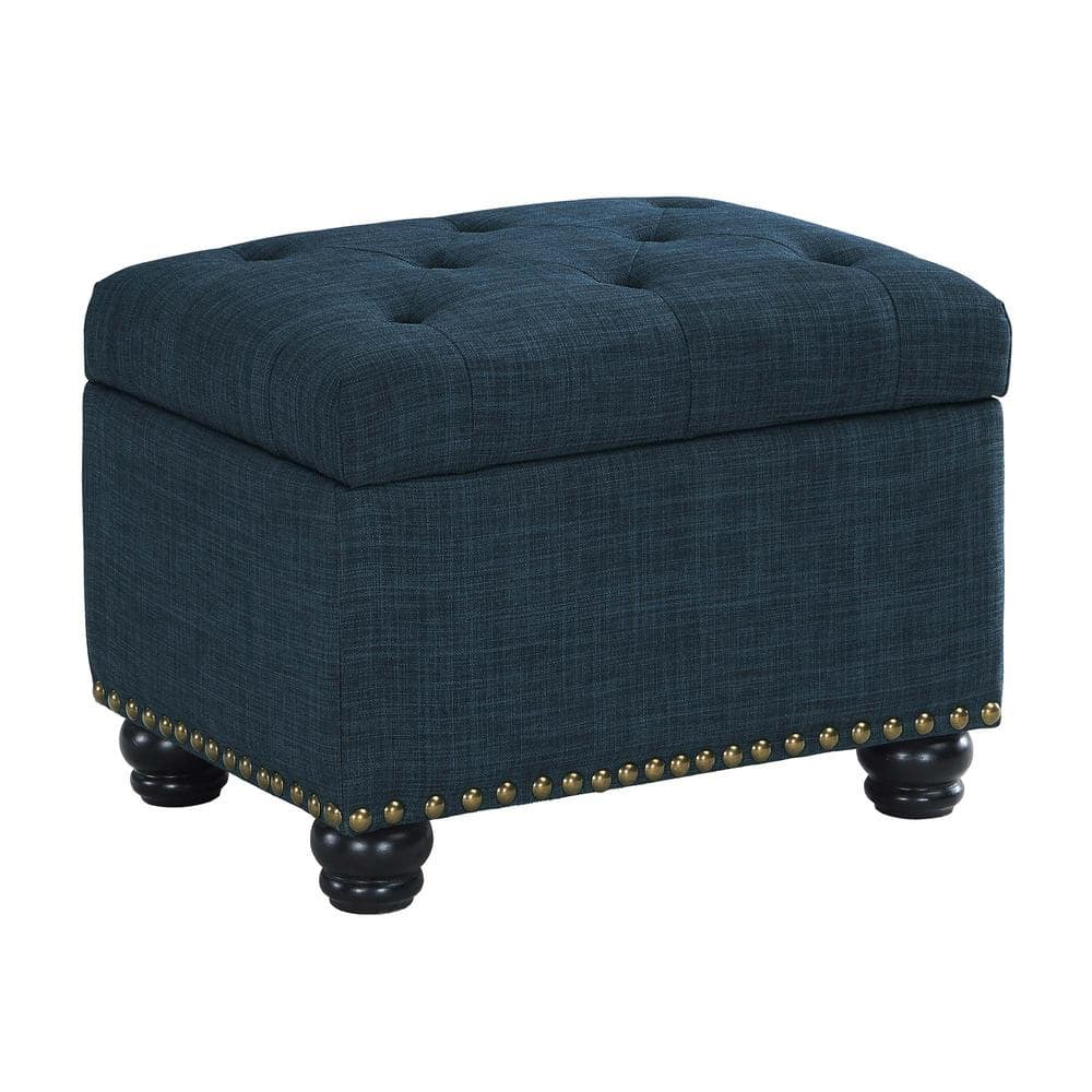 Convenience Concepts Designs4Comfort 5th Avenue Storage Ottoman, Dark Blue Fabric