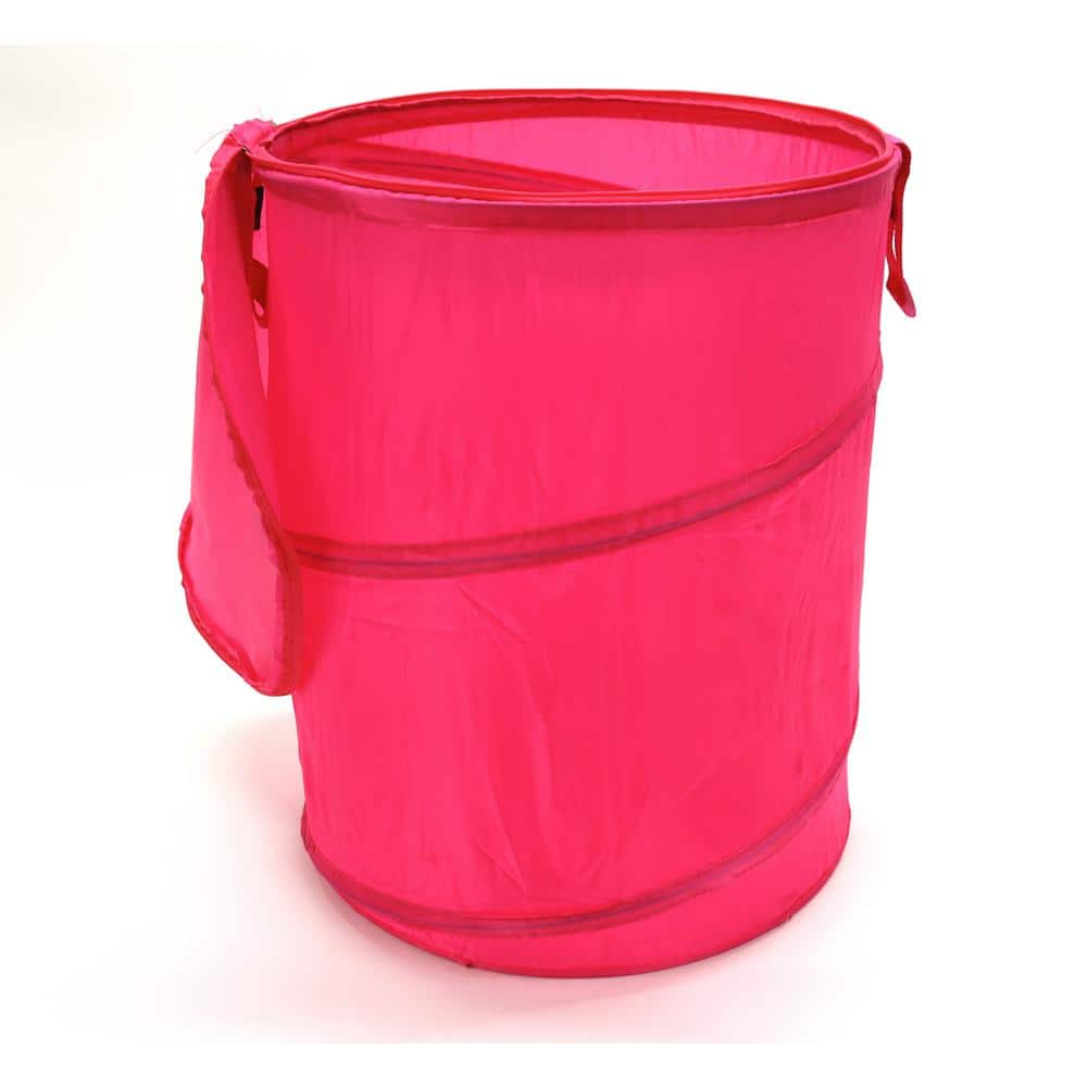 Redmon Pop-up Hamper Round, 18x22H, Nylon, Hot Pink, All Ages