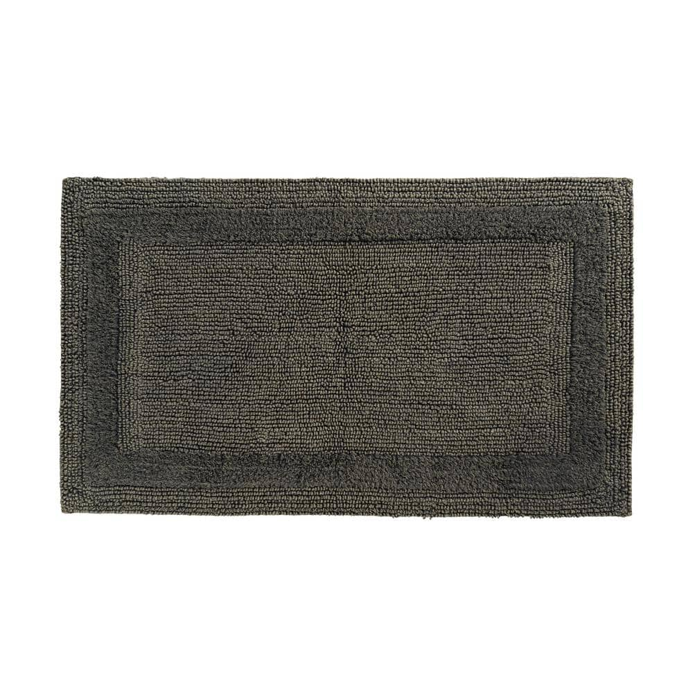 Stonewash 17 in. x 24 in. Black Cotton Rectangle Bath Mat