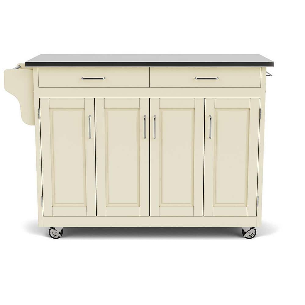 Create-a-Cart White Kitchen Cart With Stainless Top