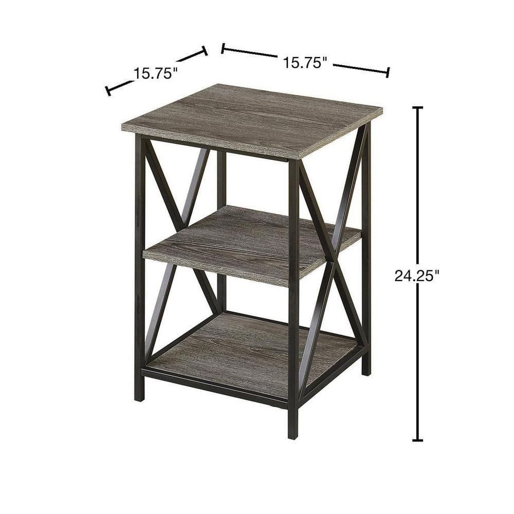 Tucson 3 Tier End Table, Weathered Gray