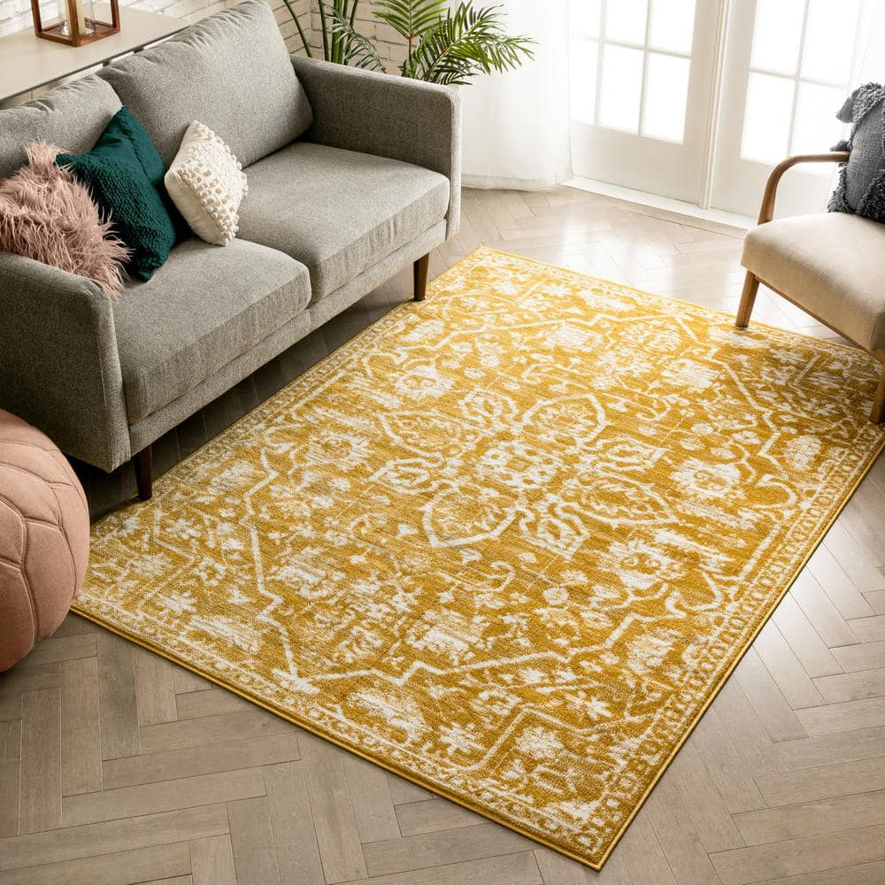 Well Woven Della Gold Vintage Medallion Pattern 3x5 (3'11" x 5'3") Runner Rug