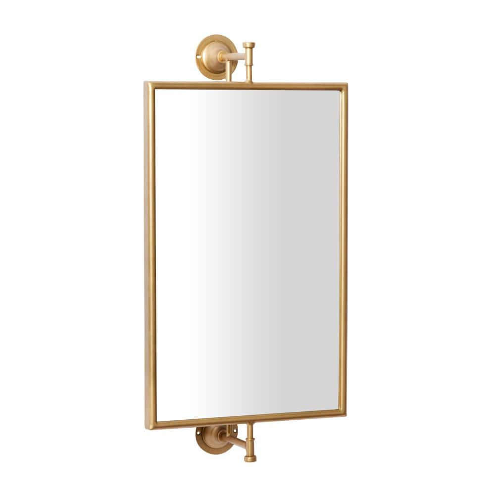 DecMode 14" x 28" Gold Dimensional Wall Mirror