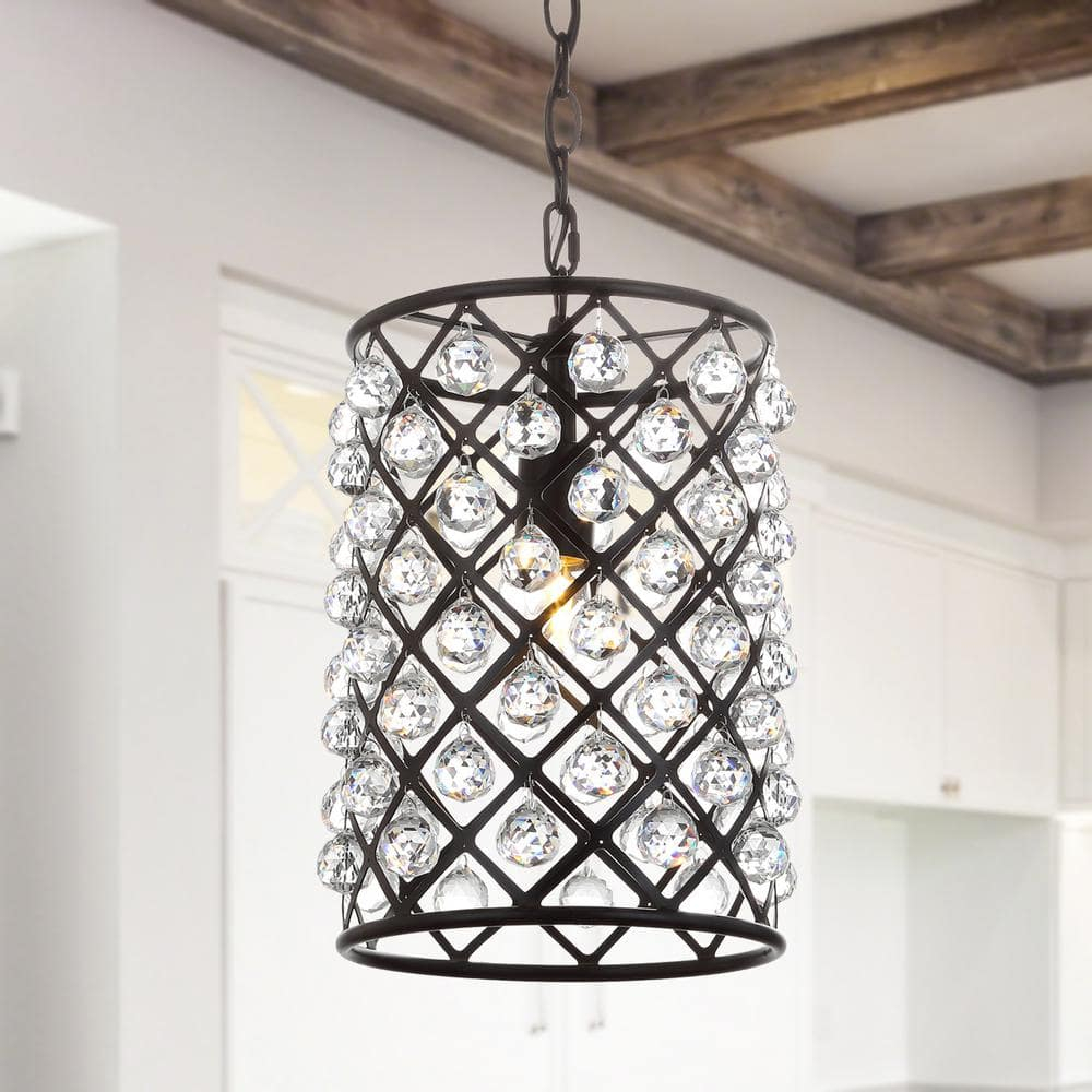Gabrielle 10" Crystal/Metal LED Pendant, Oil Rubbed Bronze