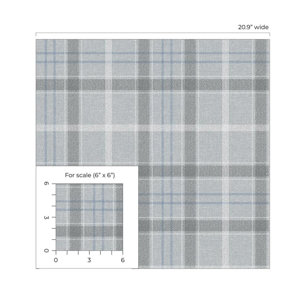 NextWall Pavestone & Blue Tailor Plaid Peel and Stick Wallpaper - 20.9 in. W x 18 ft. L Roll