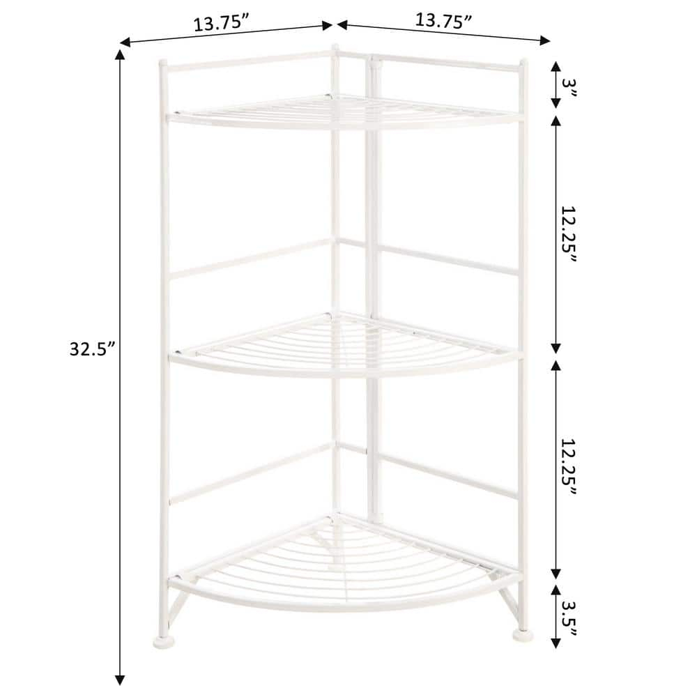 Convenience Concepts Designs2Go Corner Plant Stand in White Metal Frame Finish