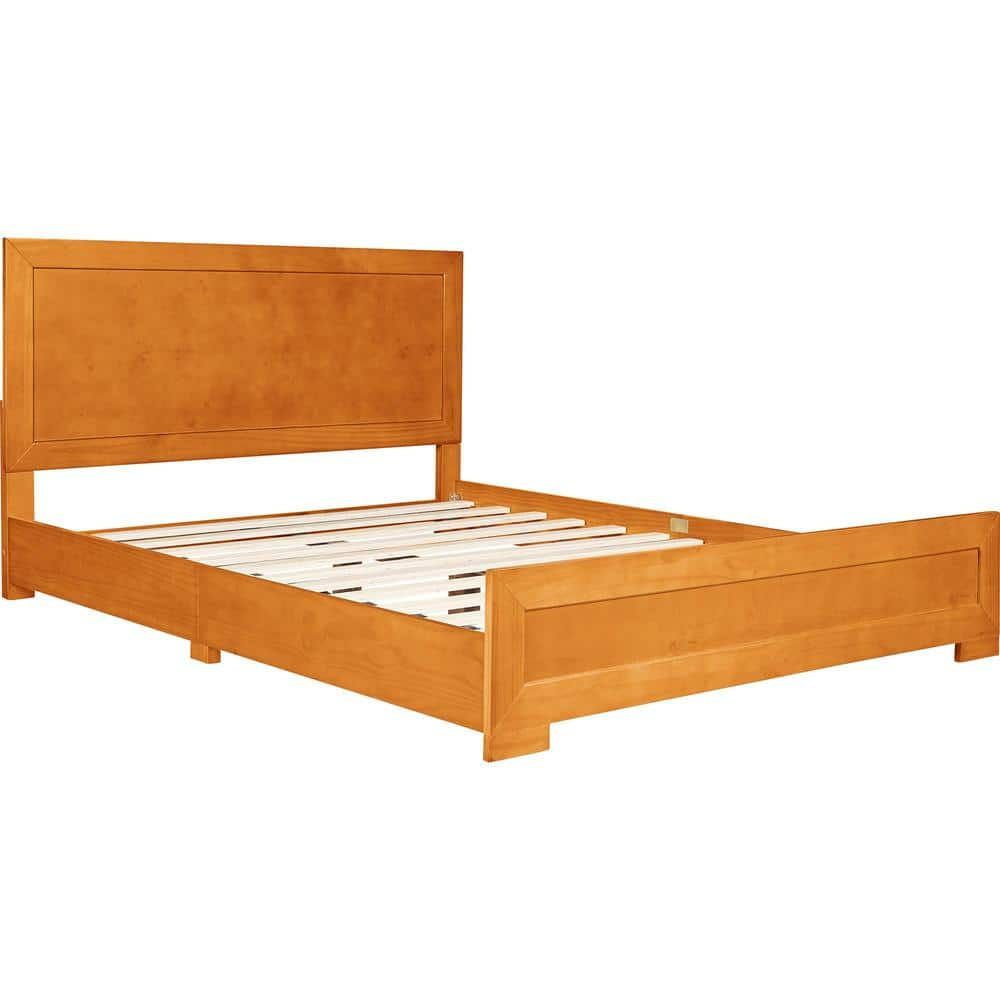 Camden Isle Oxford Platform Bed | Paneled Headboard | Low Profile | Queen, Cherry