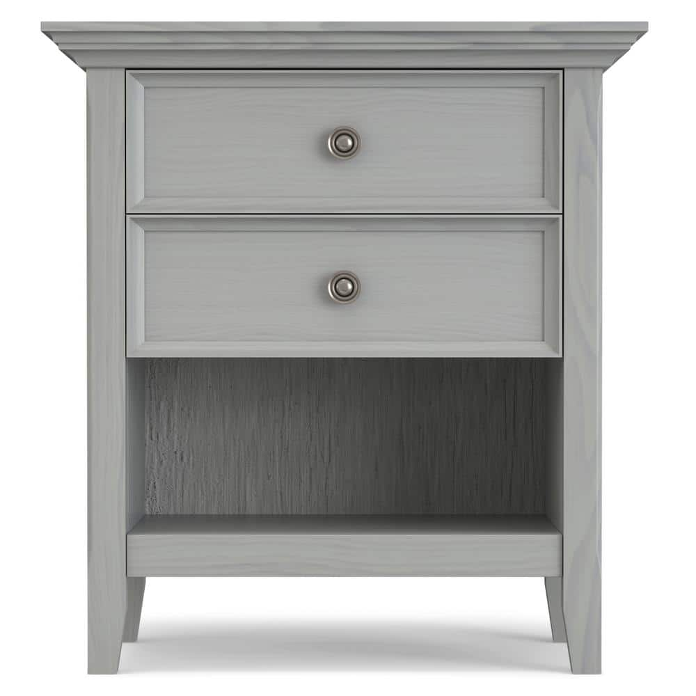 Simpli Home Amherst Solid Wood Bedside Table In Fog Grey