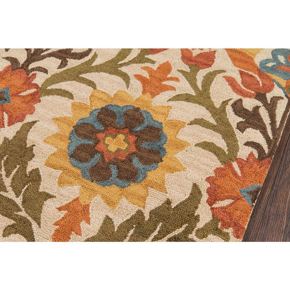 Handmade Blue and Gold Floral Wool Rectangular Rug