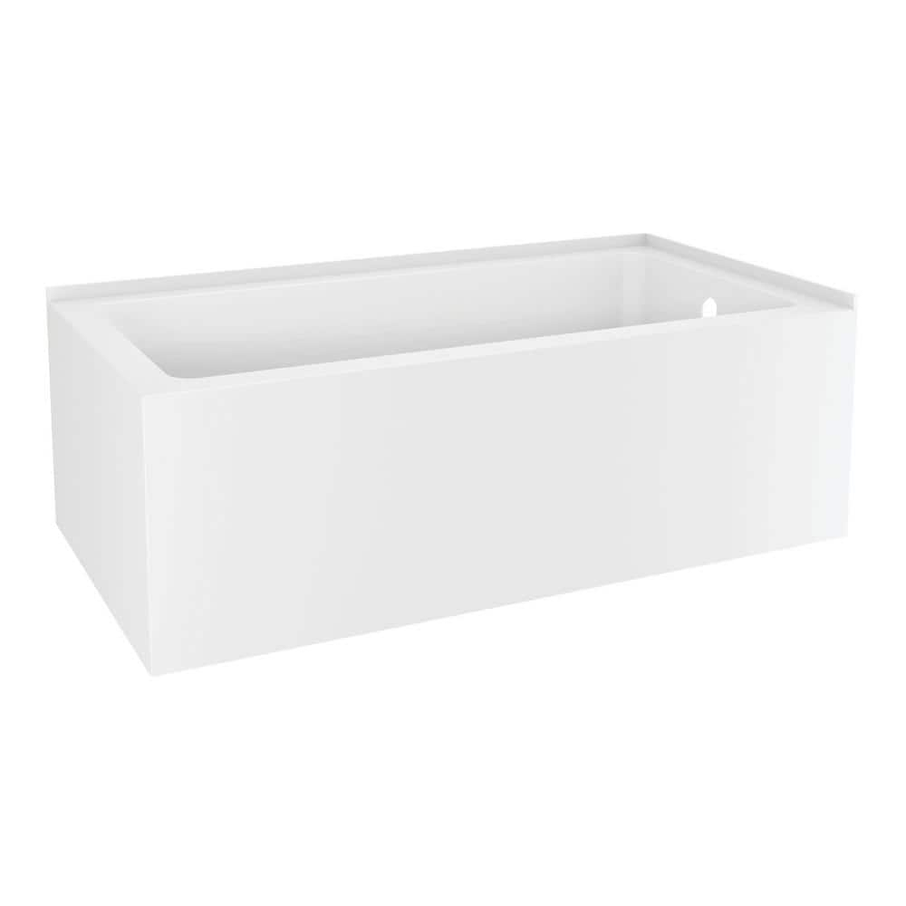 Acrylic 60" x 32" Alcove Soaker Bath Tub, Right-Hand Drain, White, TAS6032R