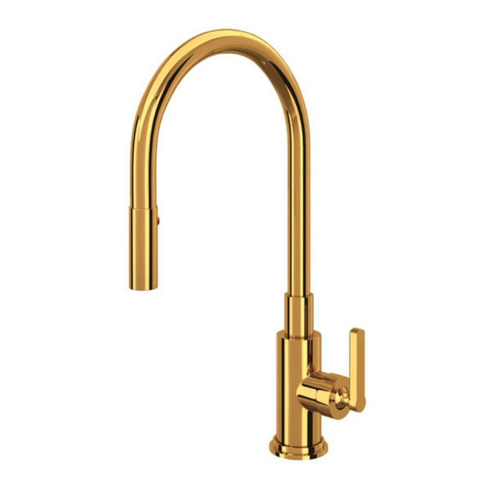 Classic Italian Brass Pull-Down Kitchen Faucet with Nickel Finish