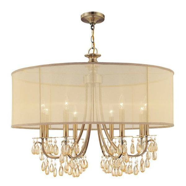 Eight Light Chandelier In Minimalist Style 32 Inches Wide By 26 Inches High-Antique Brass Finish    -Traditional Installation Crystorama Lighting