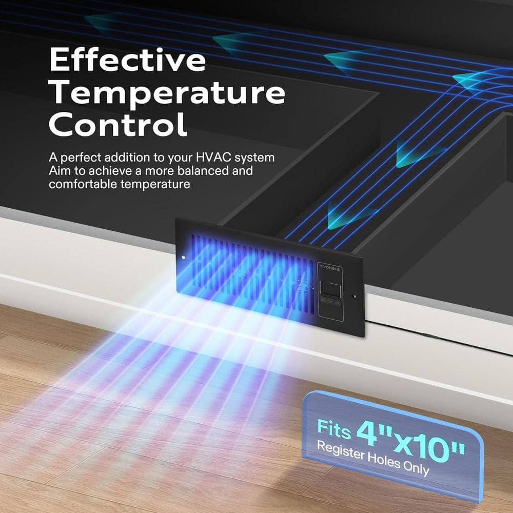 Black Smart Register Booster Fan with Thermostat Control
