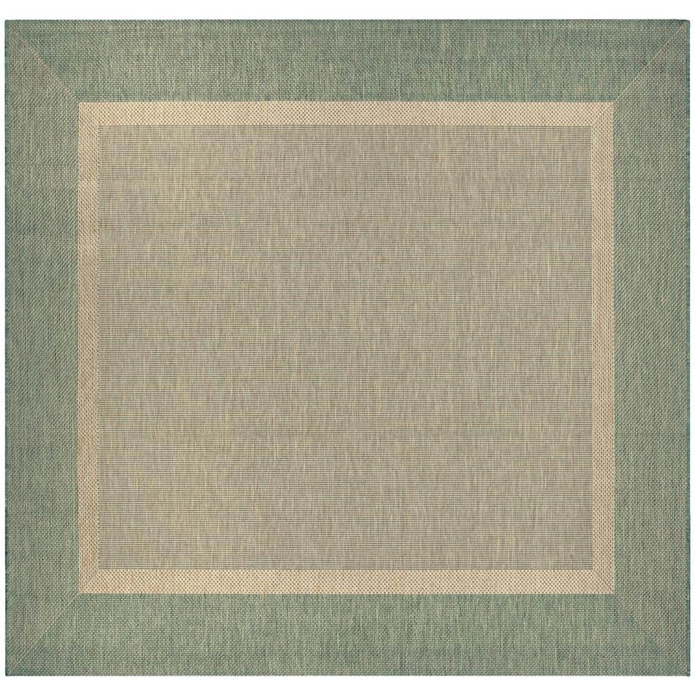 Couristan Recife Stria Texture Indoor/Outdoor Rug, 7'6", Square, Natural- Green Color, Hose Washable, 5526/1812