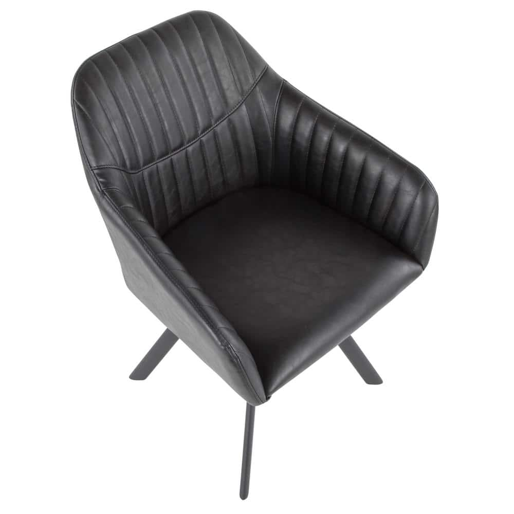 Clubhouse Contemporary Pleated Chair in Black Faux Leather by LumiSource - Set of 2