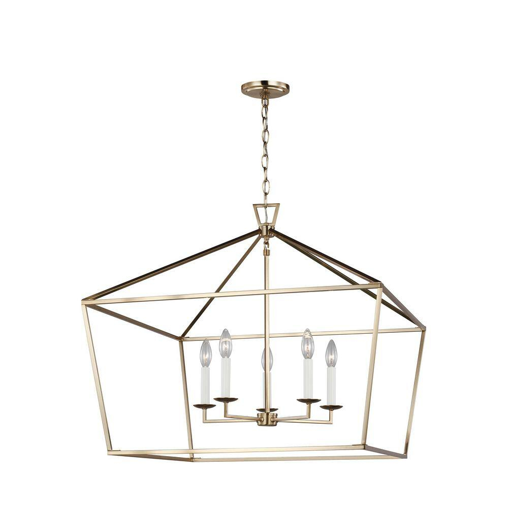 Dianna 25" Satin Brass 5-Light Farmhouse Pendant