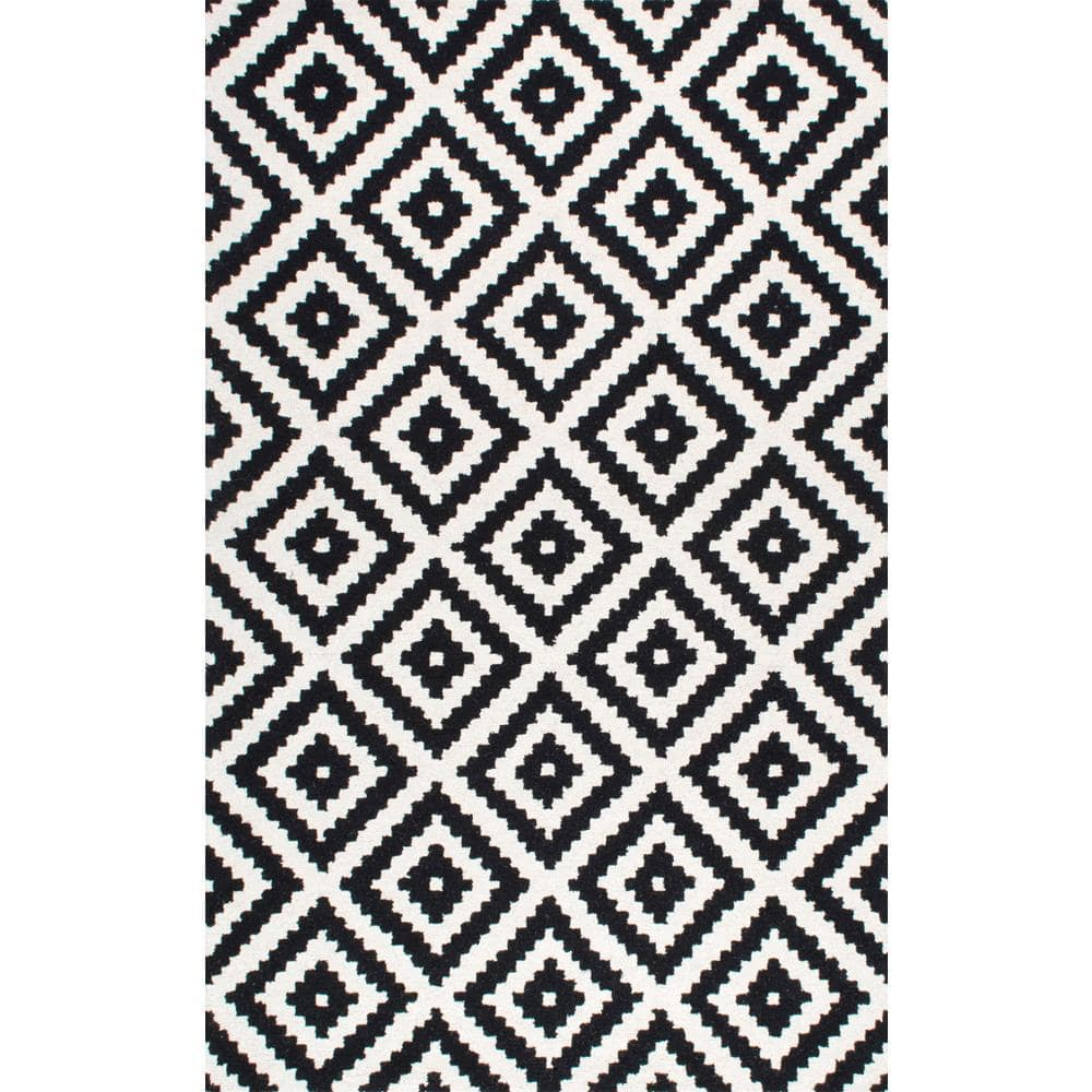 Kellee Contemporary Black Doormat 3 ft. x 5 ft. Indoor Oval Area Rug