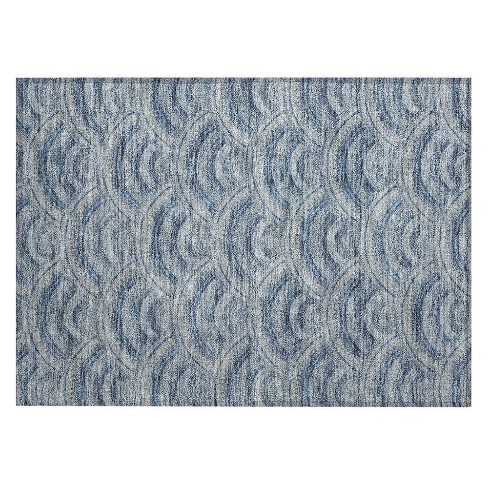 Addison Rugs Chantille Indoor/Outdoor Transitional Geometric, Abstract Denim Washable Rectangle Rug, 1'8" x 2'6"