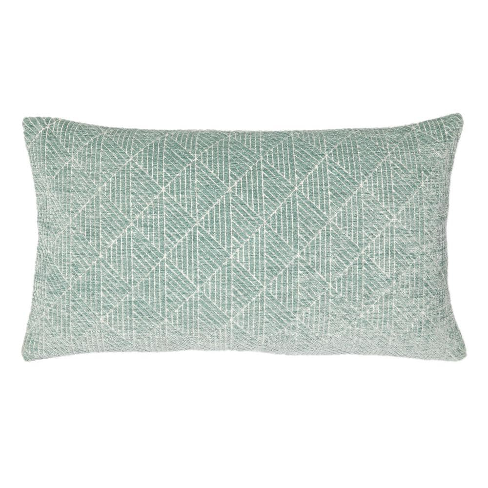 Freshmint Logan Reversible Woven Geometric Chenille Lumbar 24"x14",Blue Surf,1 Pack