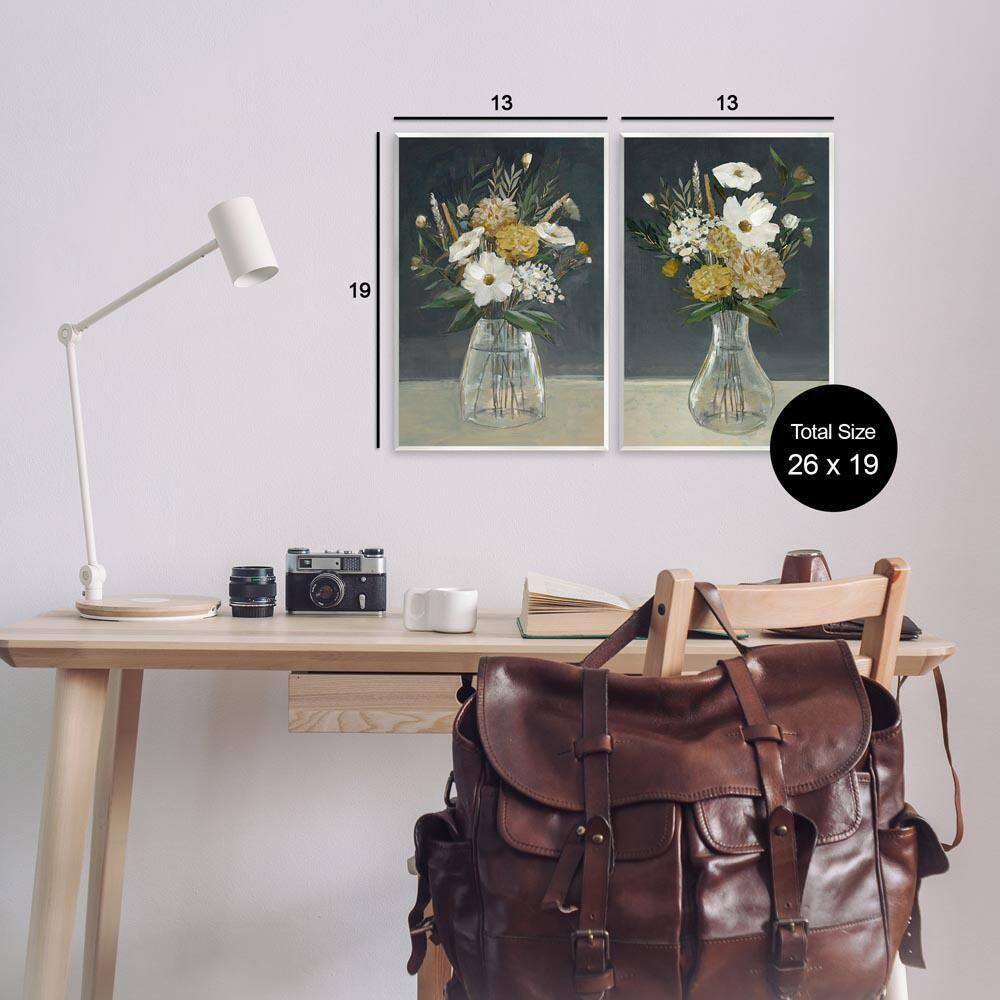 Stupell Industries Muted Bouquet Vases Plants & Flowers Painting Unframed Art Print Wall Art, 13 x 19, Set of 2