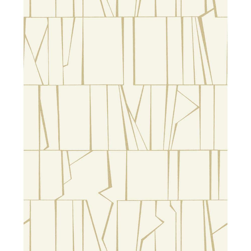 Huntington Gold and White Geometric Stripe Non-Pasted Wallpaper