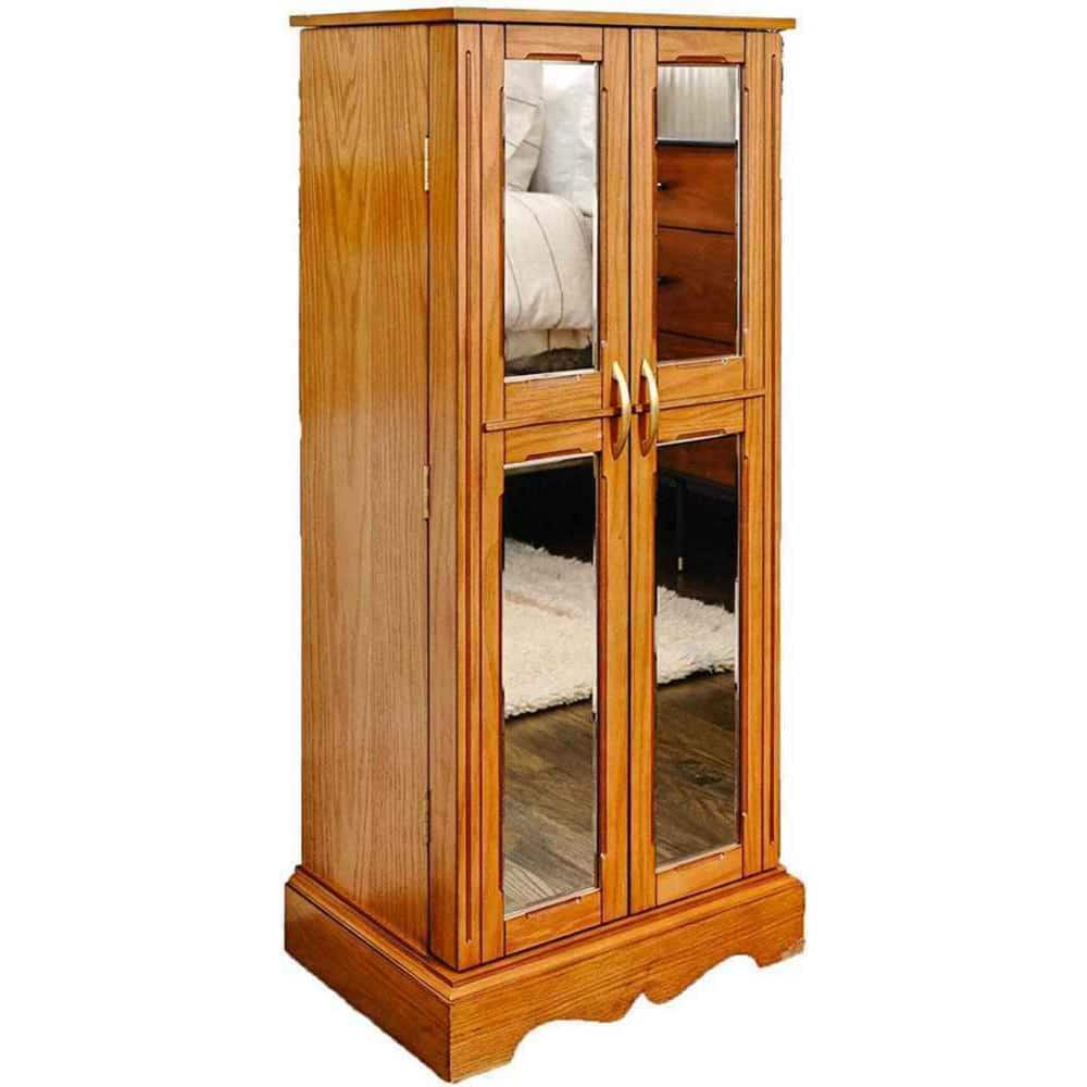 Hives & Honey Women's Chelsea Wood Jewelry Storage Armoire with Mirror Doors in Walnut