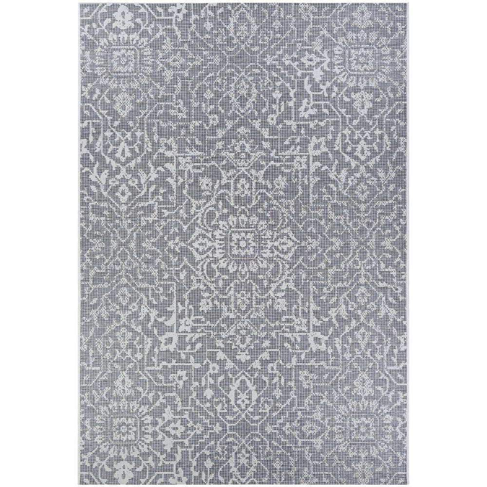 Couristan Monte Carlo Palmette Indoor/Outdoor Area Rug, 5'3" x 7'6", Grey-Ivory