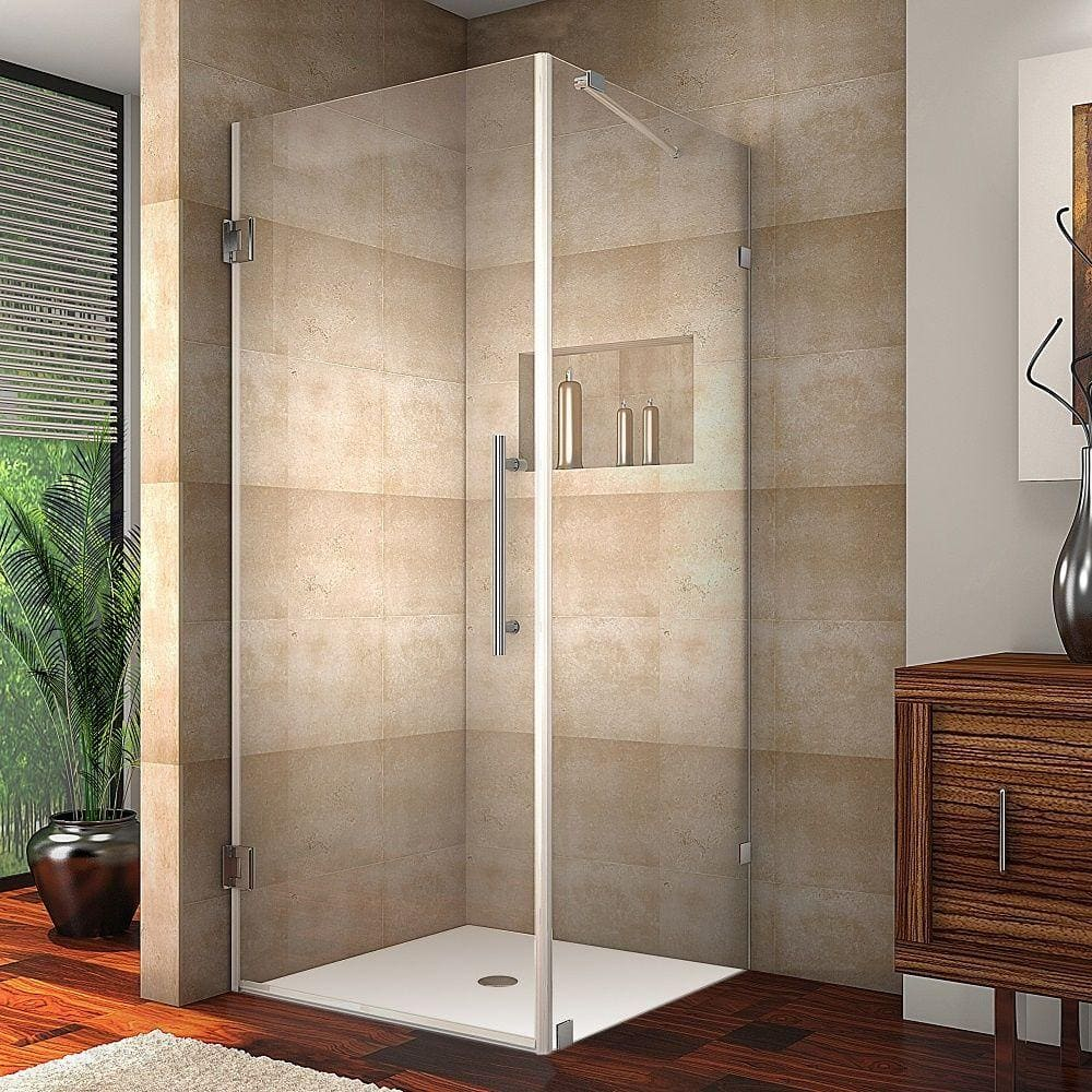 Aquadica 34" x 72" Hinged Frameless Shower Enclosure