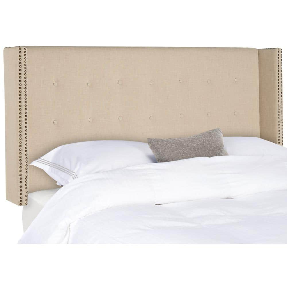 SAFAVIEH Keegan Winged Tufted Headboard with Nail Heads, Full, Hemp