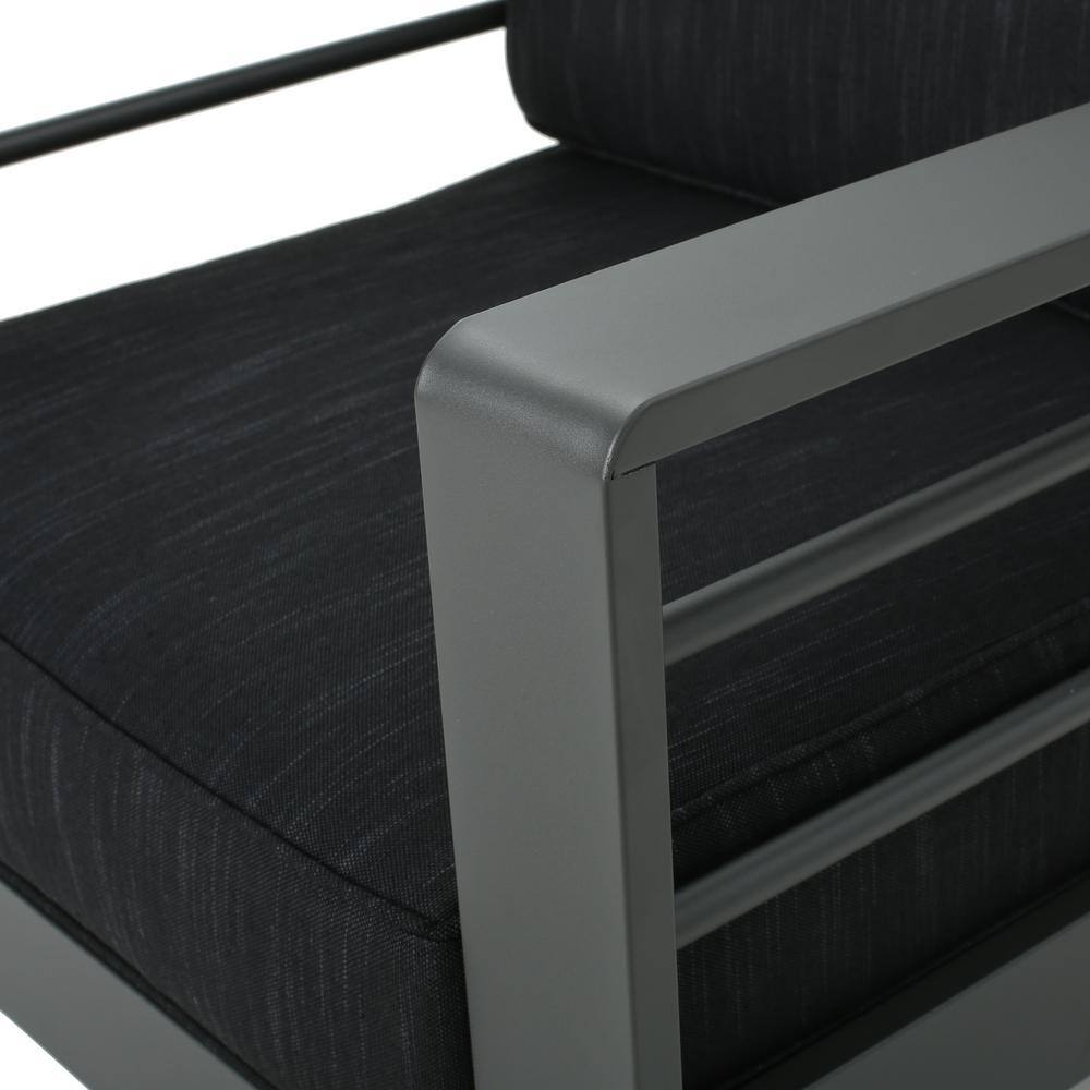 Noble House Cape Coral Outdoor Grey Aluminum 4 Pc Loveseat Chat Set