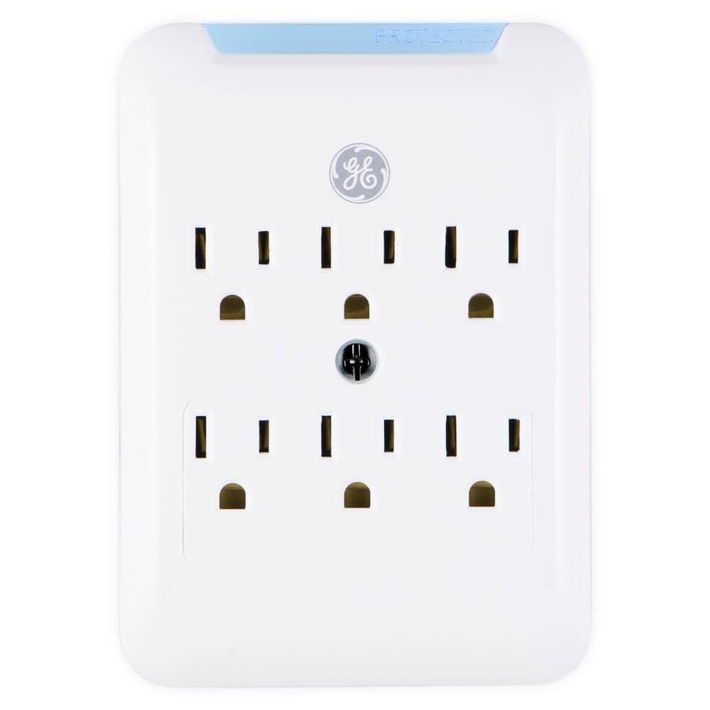 GENERAL ELECTRIC Pro 6-Outlet Surge Protector Power Outlet Adapter, White - 38431