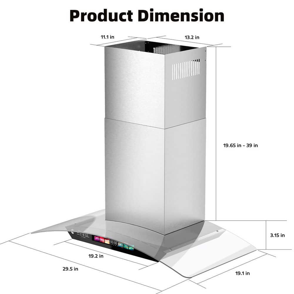 BRANO 30 inch Wall Mount Range Hood 900 CFM, Voice/Gesture/Touch Control, Stainless Steel Kitchen Hood Vent with 4 Speed Exhaust Fan, Adjustable Lights, Memory Mode