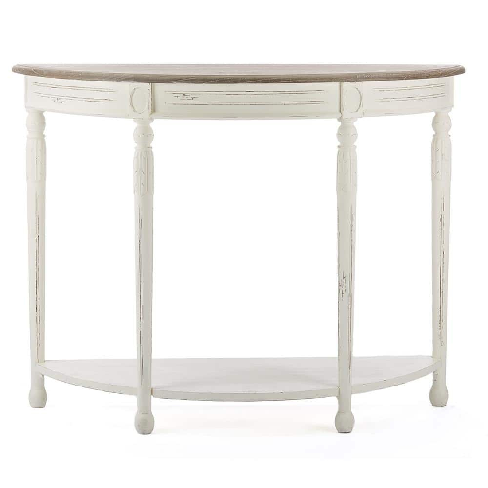 Baxton Studio Vologne Console Table in Antique White and Natural