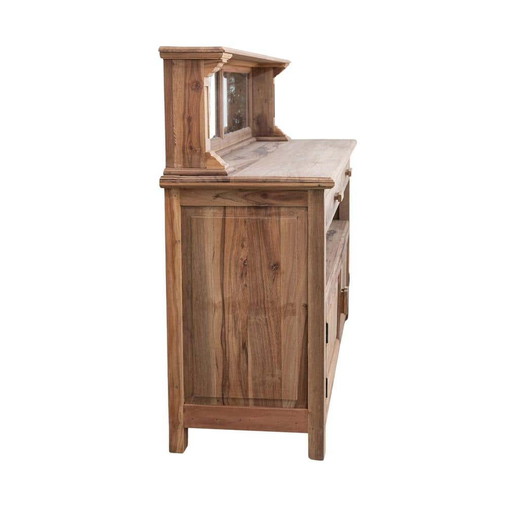 Natural Reclaimed Wood Sideboard with Antique Mirrored Back