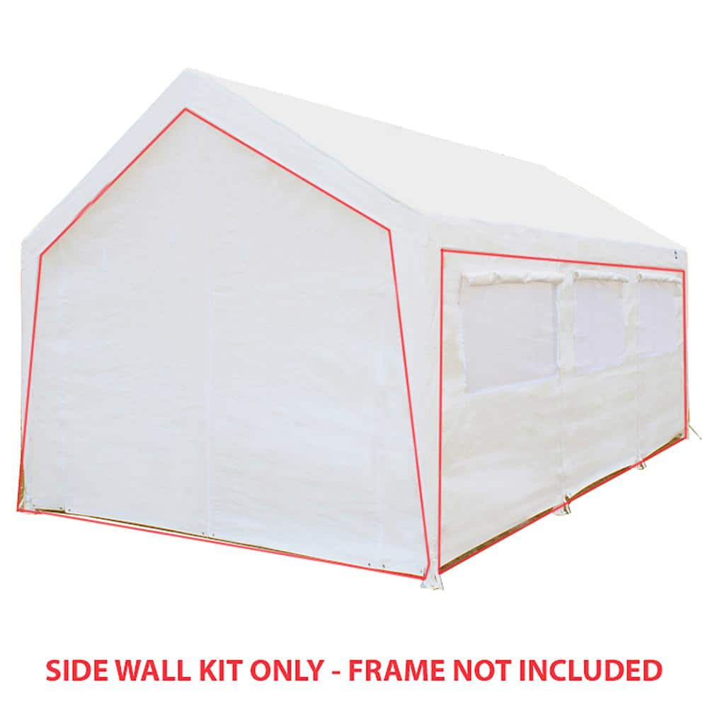 King Canopy 12 ft x 20 ft Carport Canopy Sidewall Kit w/ Flaps and Bug Screen Windows